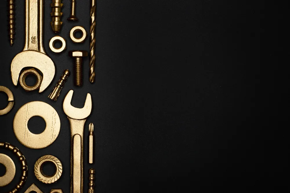 Tools and mechanical parts symbolizing ideas and creativity